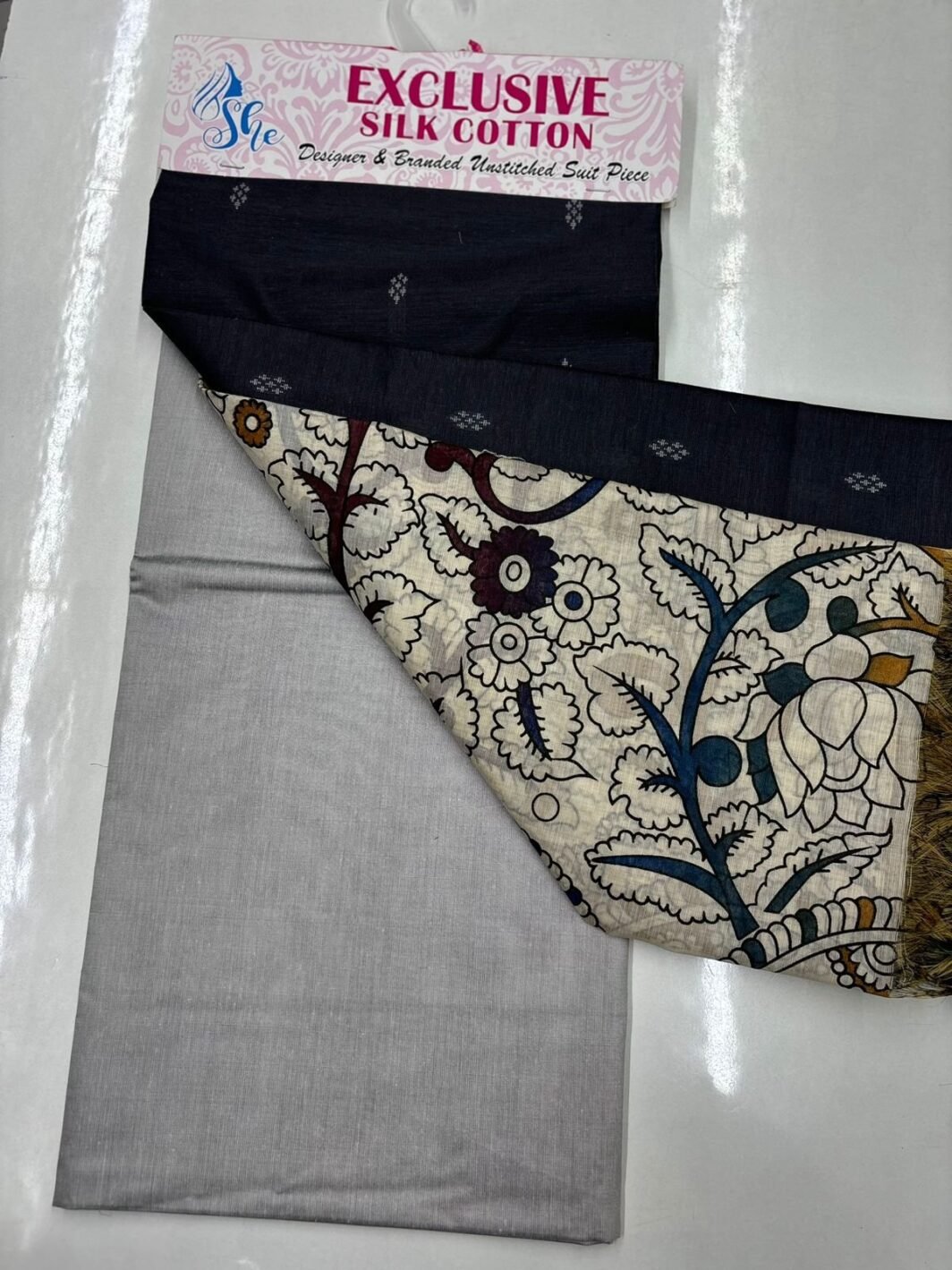 Silk Cotton Butti Unstitched kurti suit