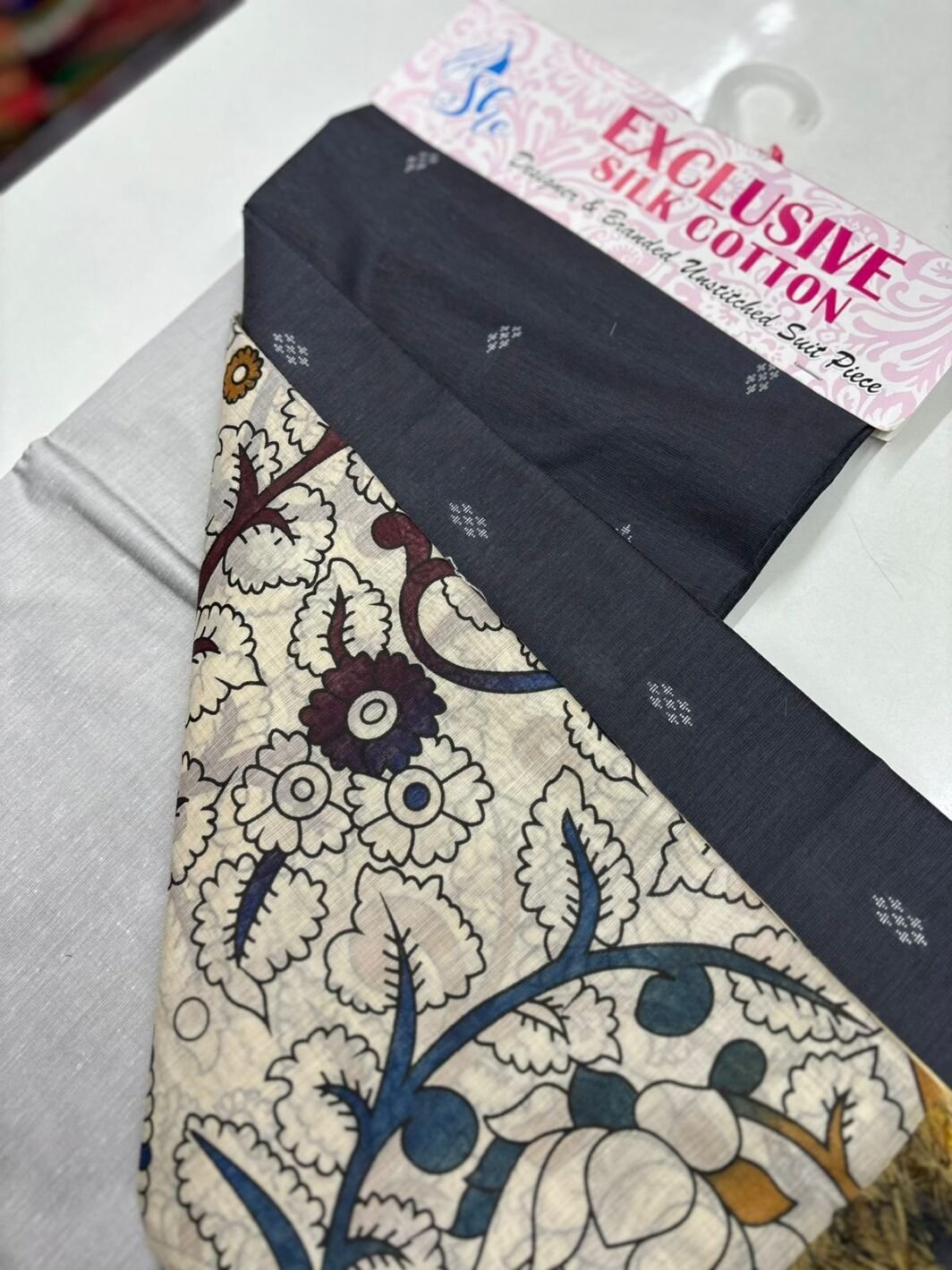Silk Cotton Butti Unstitched kurti suit - Image 2