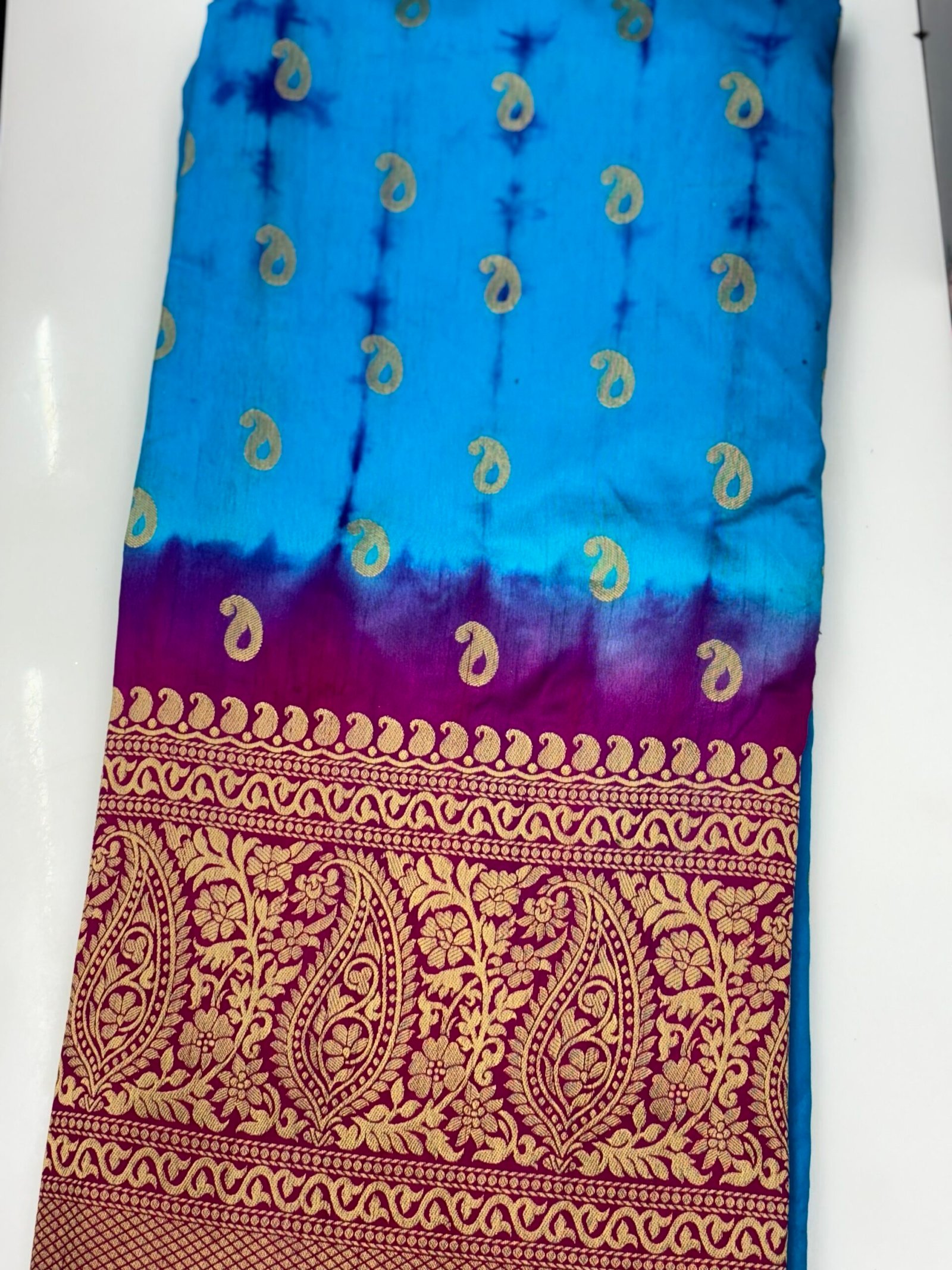 Rayon shibori print with big border