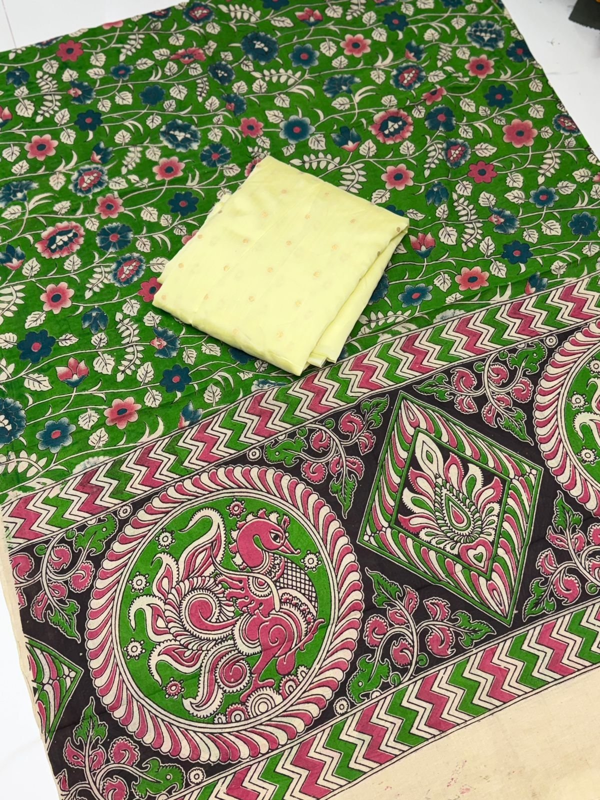 Silk kurthi with Kalamkari Dupatta