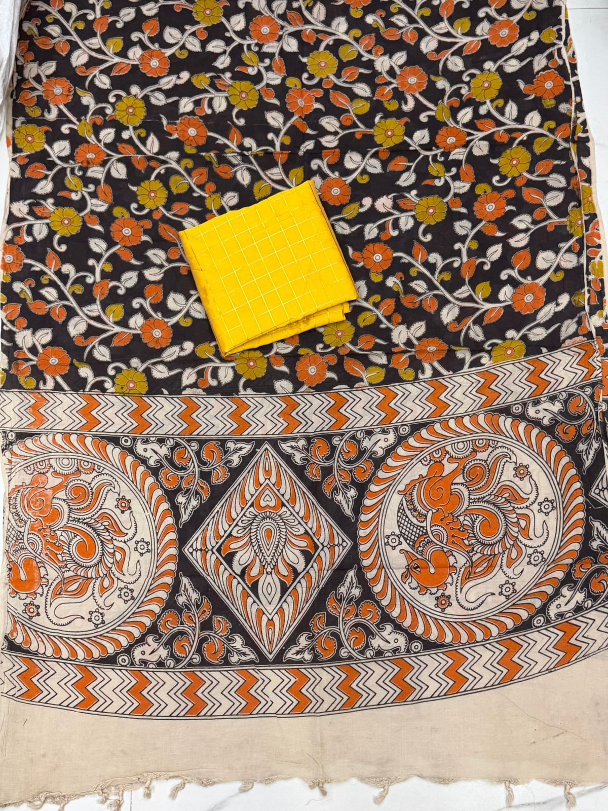 Silk kurthi with Kalamkari Dupatta