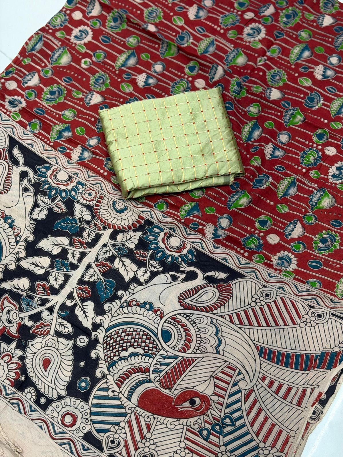 Silk kurthi with Kalamkari Dupatta - Image 2