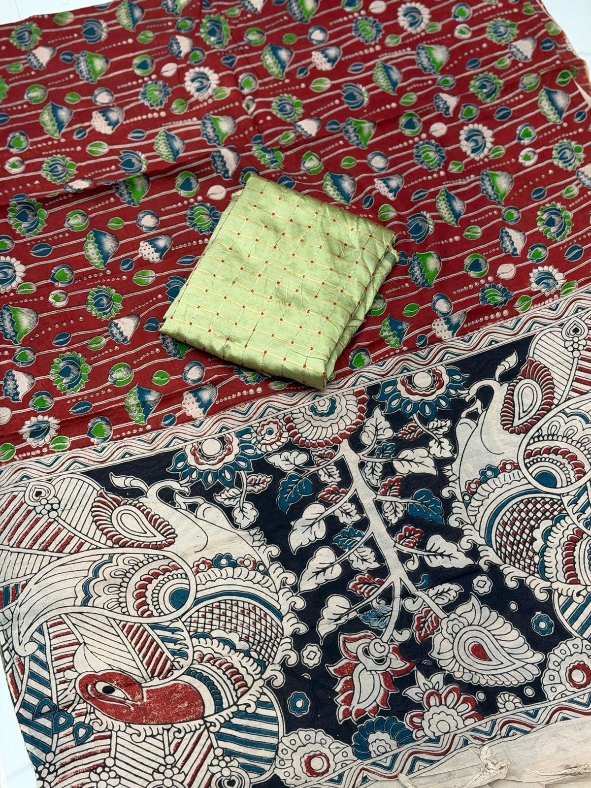 Silk kurthi with Kalamkari Dupatta