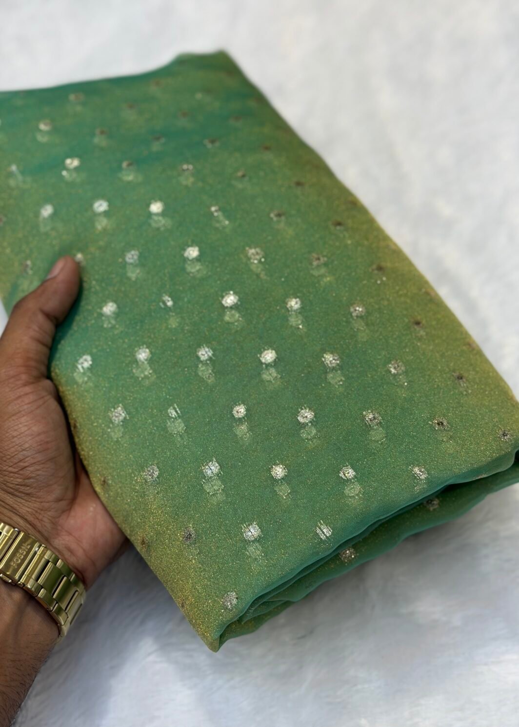 Nc moss butti silk saree