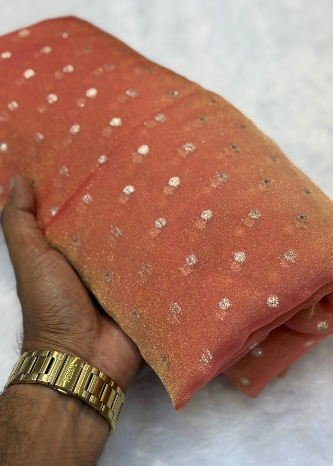 Nc moss butti silk saree