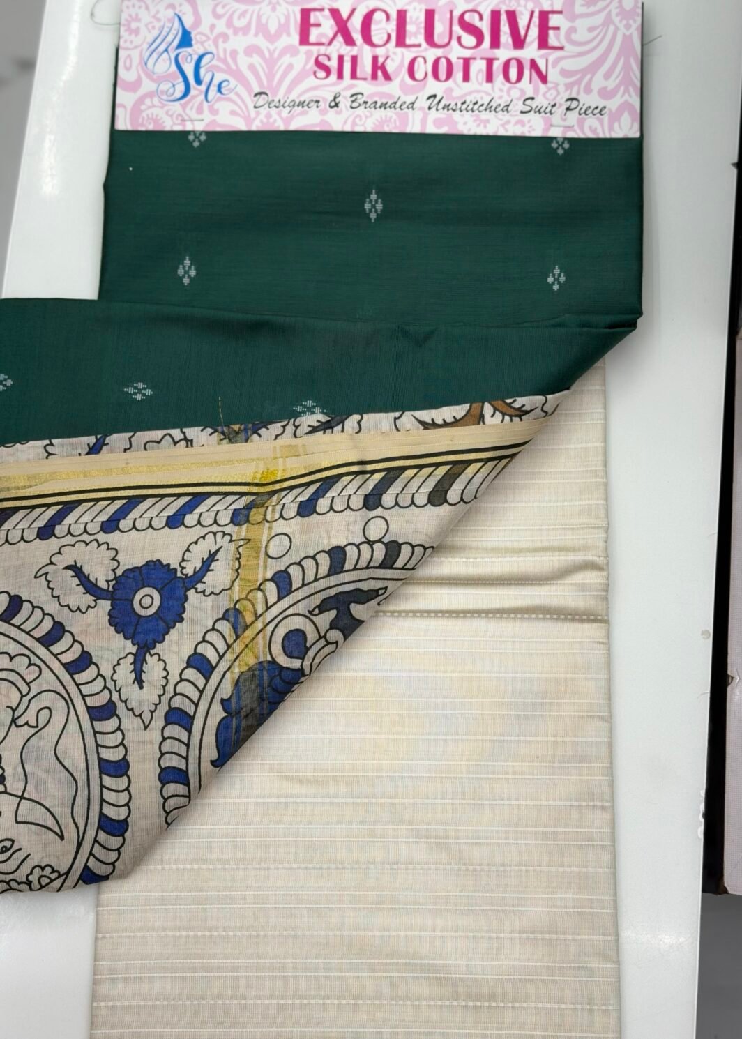 Silk cotton 3 piece unstitched suit