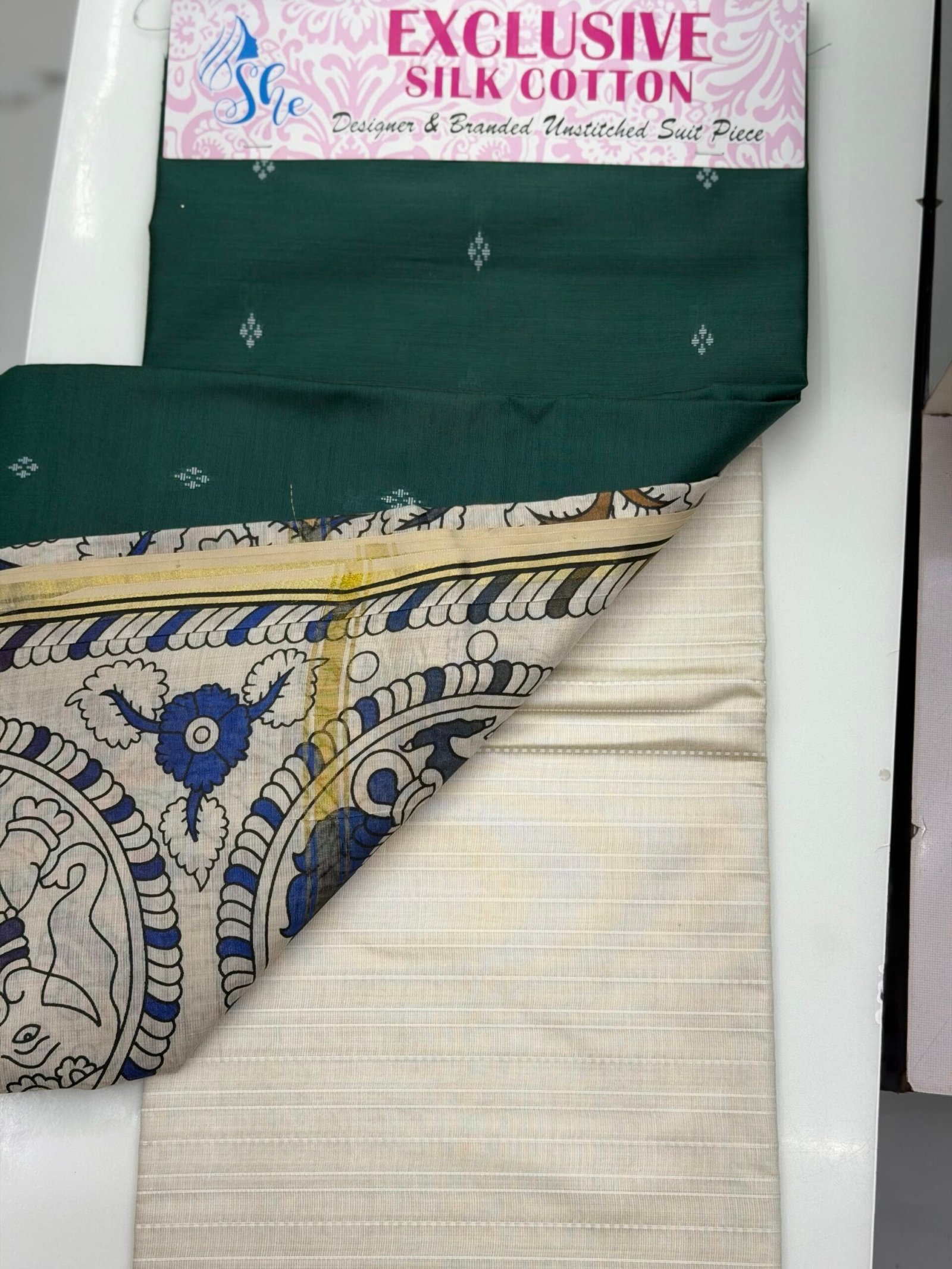 Silk cotton 3 piece unstitched suit