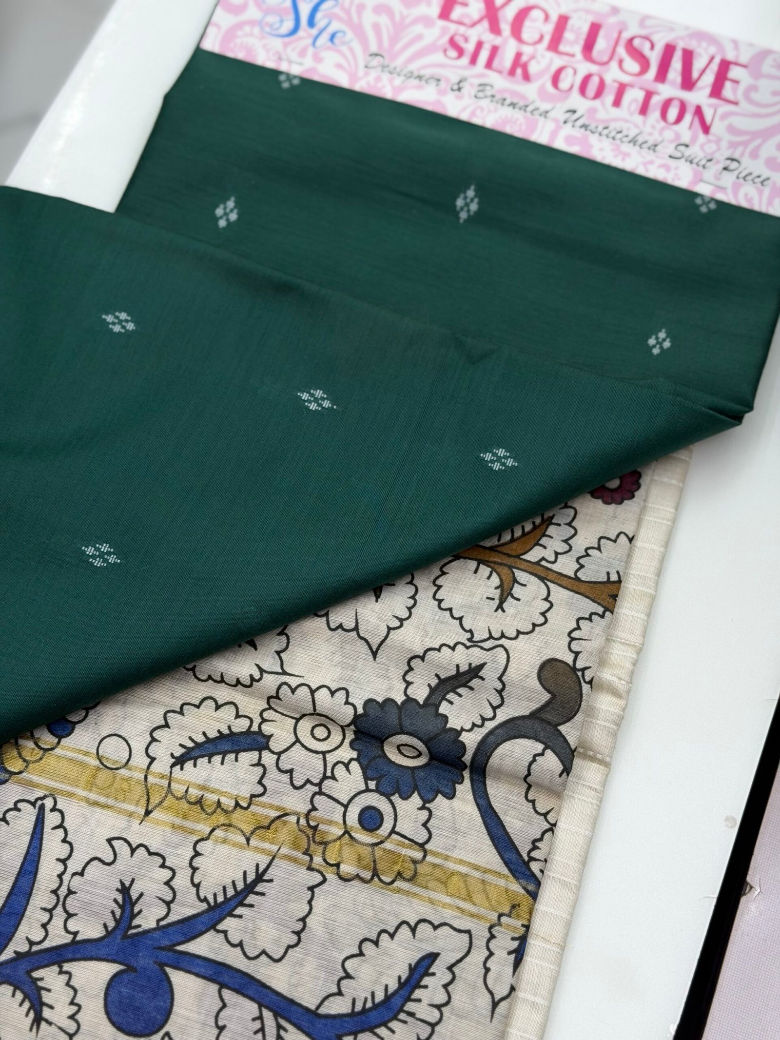 Silk cotton 3 piece unstitched suit - Image 3