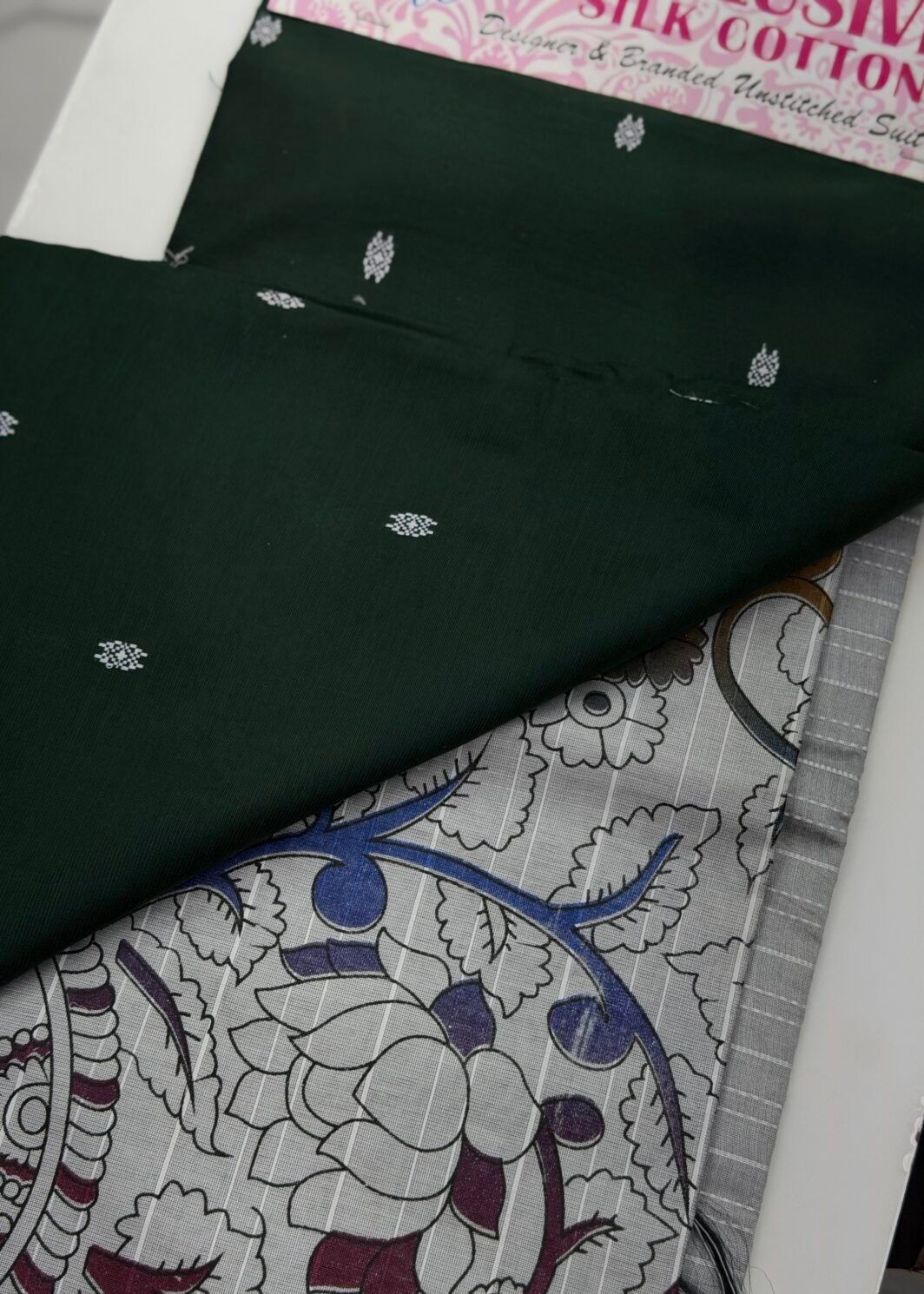 Silk cotton 3 piece unstitched suit