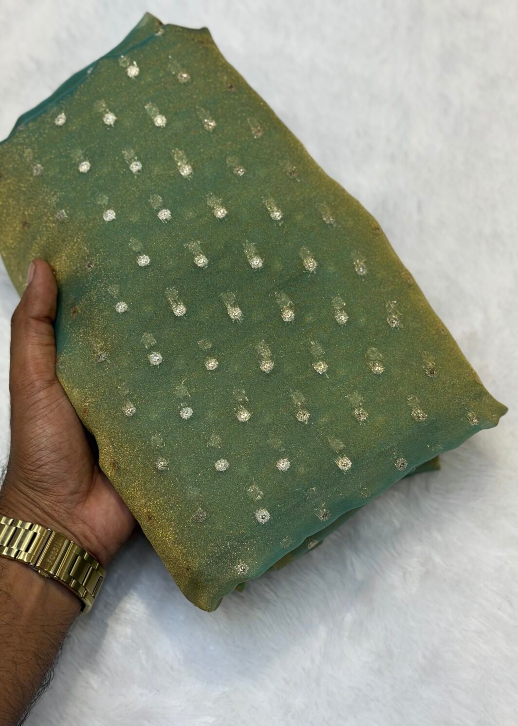 NC moss butti silk saree