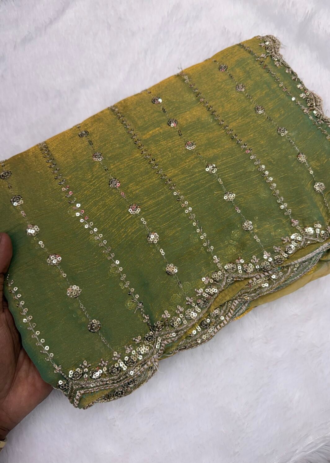 Space silk work saree