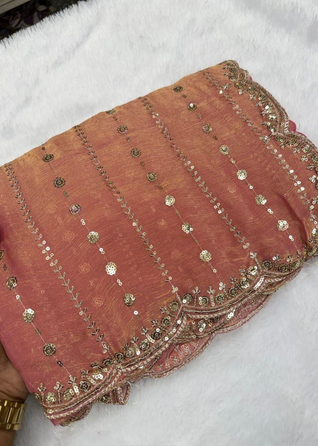 Space silk work saree