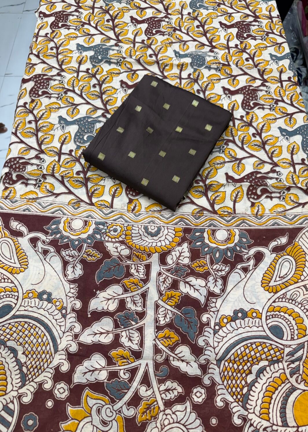 Tapetta silk top with kalamkari dupatta