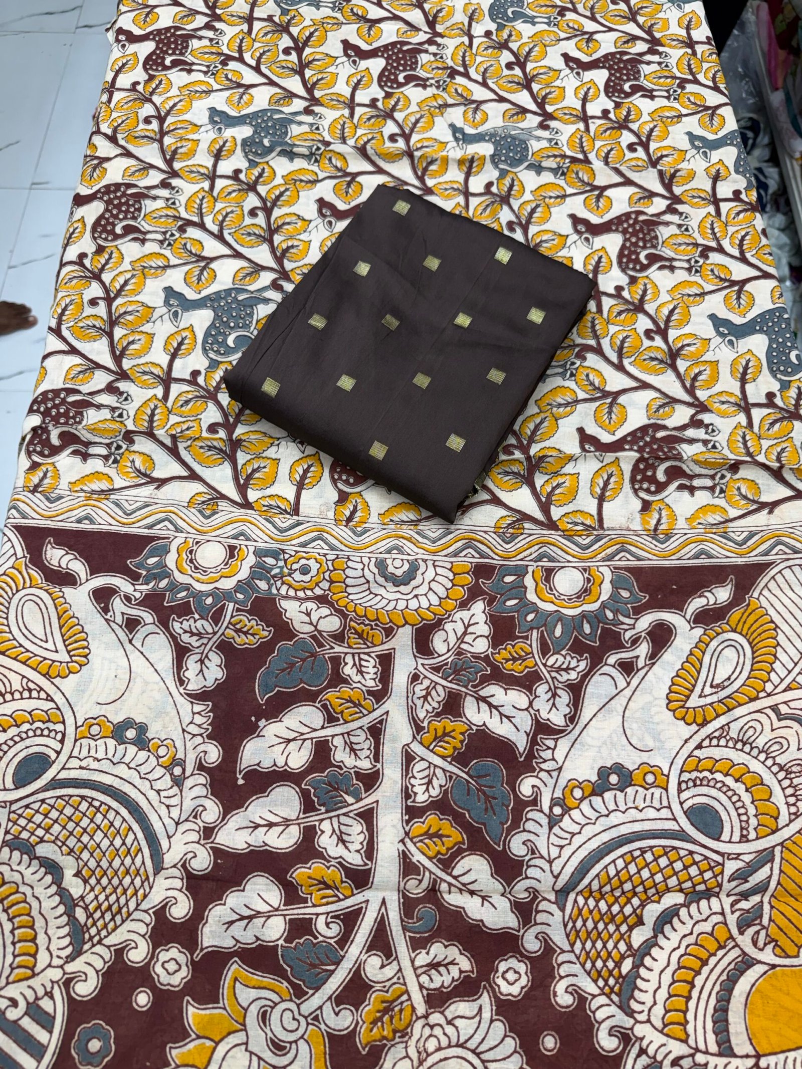 Tapetta silk top with kalamkari dupatta