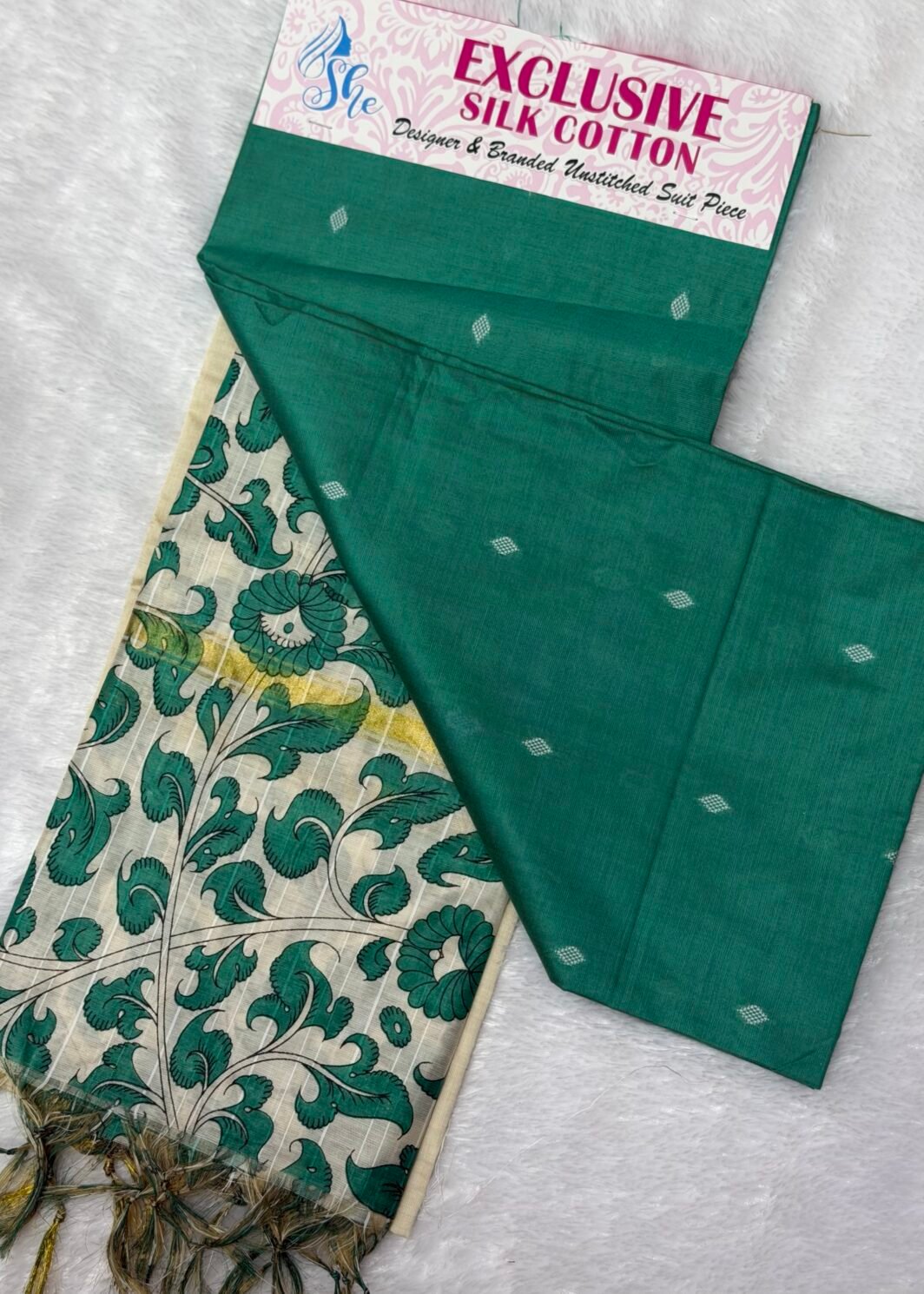 Silk cotton 3 piece unstitched suit