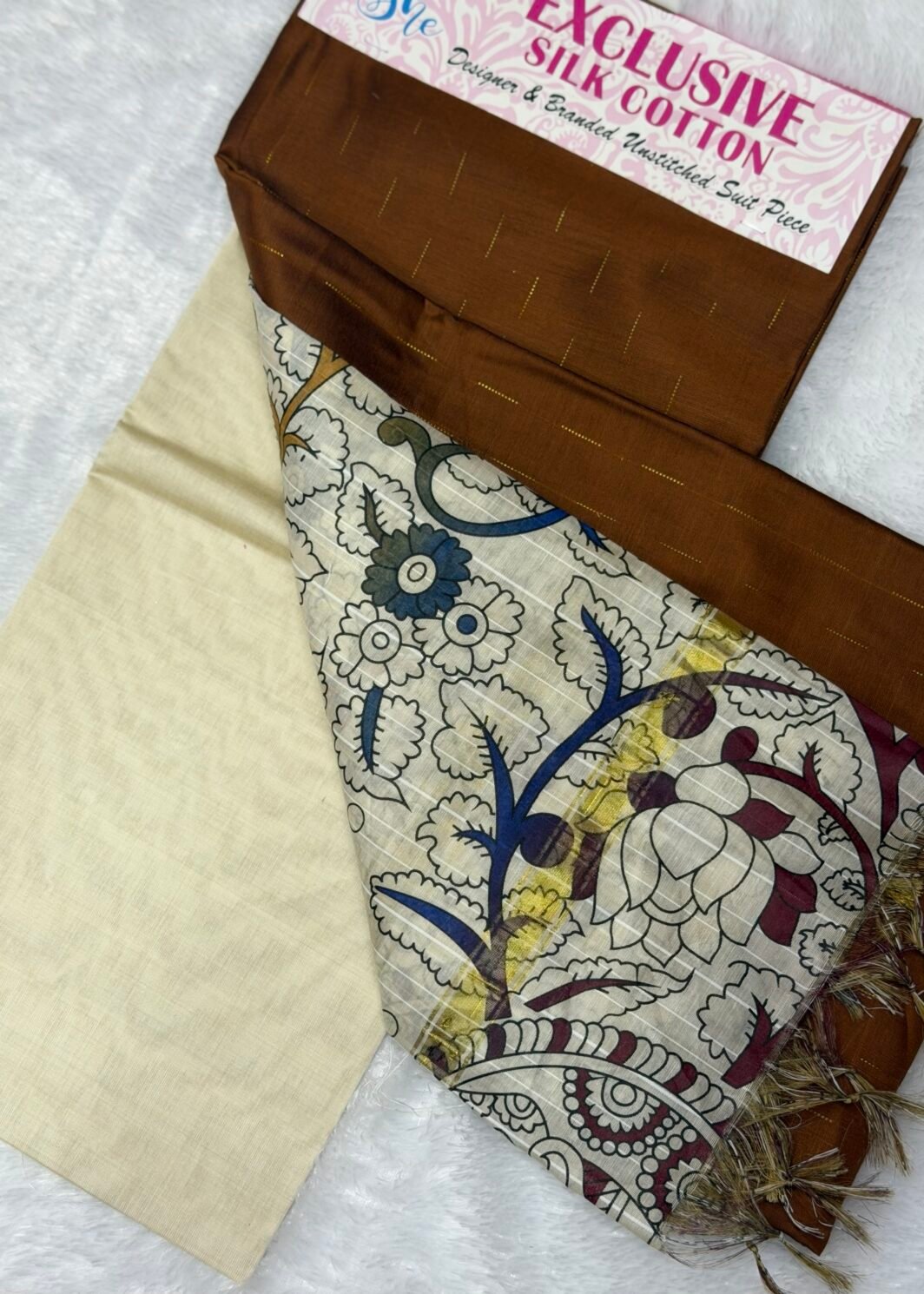 Silk cotton3 piece unstitched suit