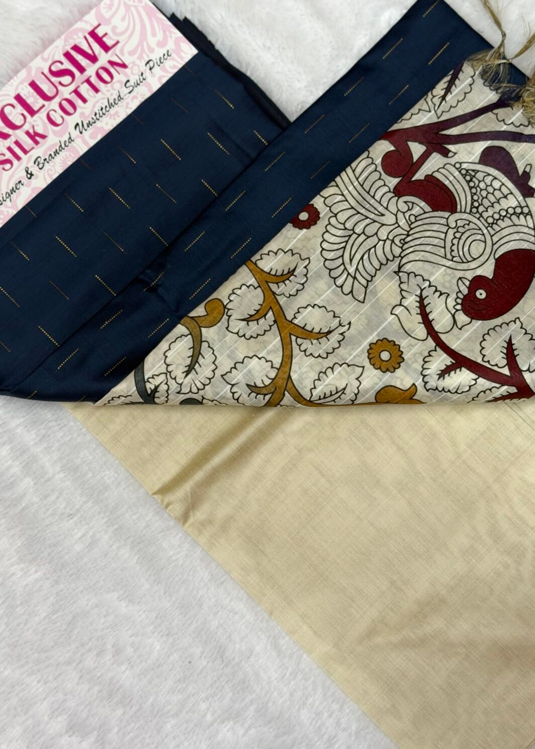 Silk cotton 3 piece unstitched suit